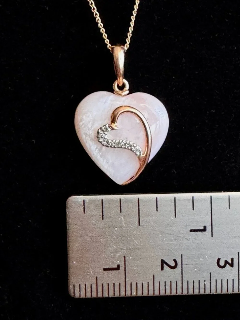 10K Yellow Gold Samuel Aaron Pink Mother of Pearl Diamond Heart 18
